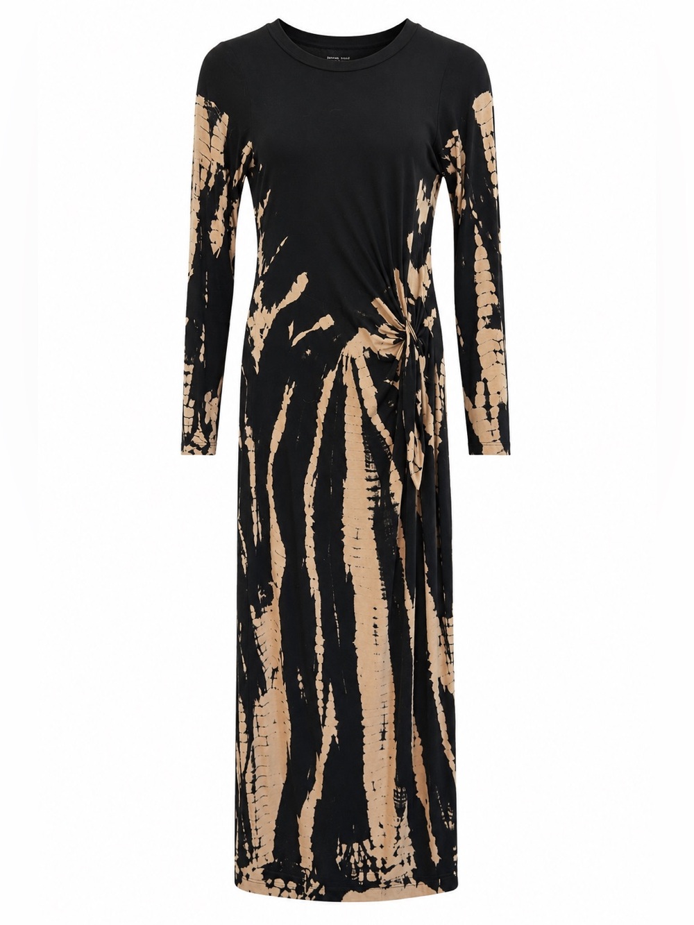 Young Fabulous & Broke Black & Cream Tie Dye Side Ruched Maxi Dress Size S